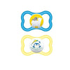 MAM Air Baby Pacifier, for Sensitive Skin, Sterilizer Case, 2 Pack, 16+ Months, Boy - Sky / Butter
