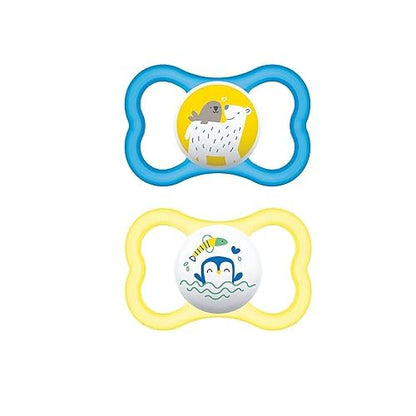 MAM Air Baby Pacifier, for Sensitive Skin, Sterilizer Case, 2 Pack, 16+ Months, Boy
