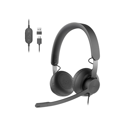 Buy now Logitech Zone 750 Wired On-Ear Headset with Advanced Noise-canceling Microphone, Simple USB-C and Included USB-A Adapter, Plug-and-Play Compatibility for All Devices at indiglob india