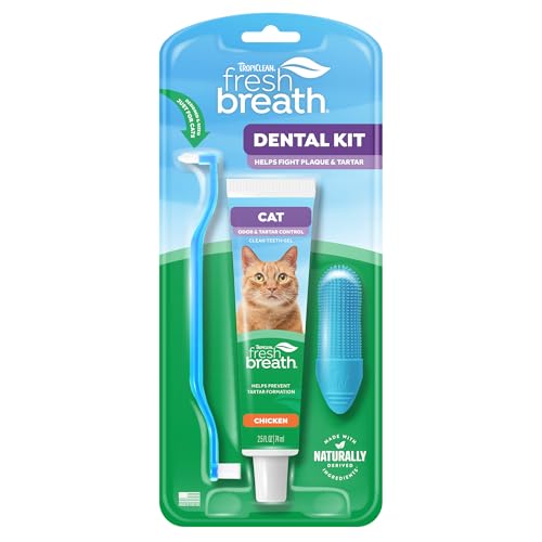 Buy now TropiClean Fresh Breath Cat Toothbrush and Toothpaste Kit, Cat Teeth Cleaning & Breath Freshener Solution, Complete Dental Care at indiglob india