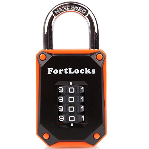 Buy now Gym Locker Lock - 4 Digit, Heavy Duty, Hardened Stainless Steel, Weatherproof and Outdoor Combination Padlock - Easy to Read Numbers - Resettable and Cut Proof Combo Code - 1 Pack Orange at indiglob india