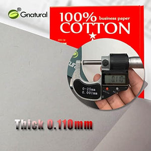 100% Cotton Paper，8.5 x 11 inch Business Paper, 24lb Inkjet Laser Printing Paper, White Color Waterproof Watermark Paper - 100 Sheets Low Starch