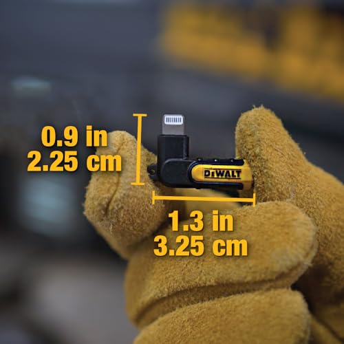 Buy now DEWALT Heavy Duty 3.5mm to Lightning Adapter, 90Degree L Connector Female to 3.5mm Male Headphone Jack Adapter for iPhone, Compatible Lightning to 3.5 mm Headphone Jack Adapters, Adapts Legacy Devices at indiglob india