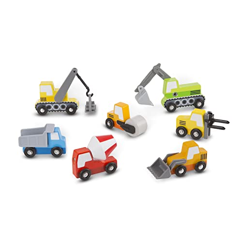 Buy now Melissa & Doug Wooden Construction Site Vehicles with Wooden Storage Tray (8 pcs) at indiglob india