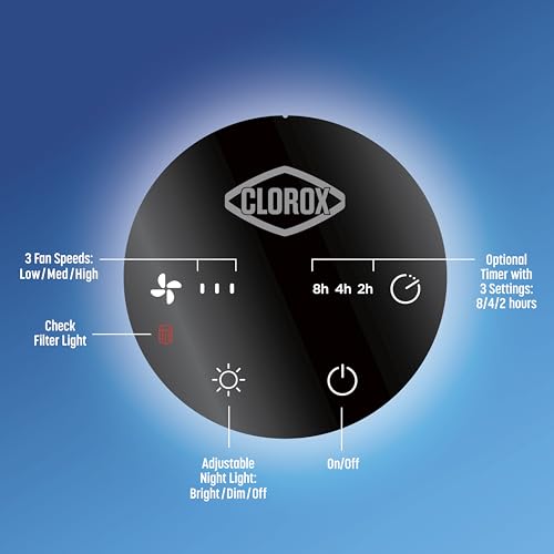 Buy now Clorox Air Purifiers for Bedroom Home, True HEPA Filter, Small Rooms Up to 200 Sq Ft, Removes 99.9% of Mold, Viruses, Wildfire Smoke, Allergens, Pet Allergies, Dust, AUTO Mode, Whisper Quiet at indiglob india