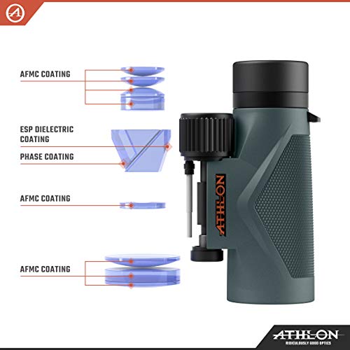 Buy now Athlon Optics 8x42 Midas UHD Gray Binoculars with ED Glass for Adults and Kids, High-Powered Binoculars for Hunting, Birdwatching, and More at indiglob india