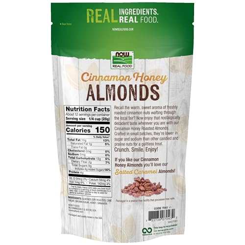 Buy now NOW Foods, Cinnamon Honey Coated Almonds, Crafted in Small Batches, 12-Ounce (340 g) at indiglob india