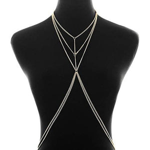 Sexy Body Chain Gold Body Necklace Bikini Body Jewelry Layered Beach Party Body Accessory for Women
