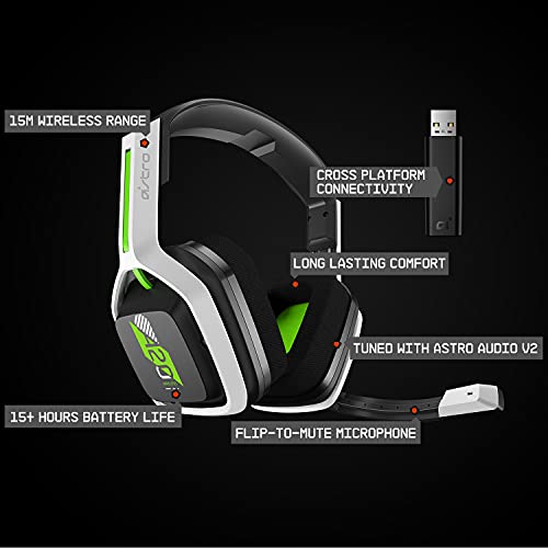 Buy now ASTRO Gaming A20 Wireless Headset Gen 2 for Xbox Series X | S, Xbox One, PC & Mac - White/Green at indiglob india
