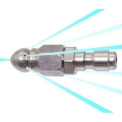 Pressure Washer Sewer Jetter Nozzle with Stainless Steel, Mini Compact Durable Sewer Jet Nozzle,Pressure Drain Jetter Hose Nozzle,1/4'' Quickly Connector, 5000 PSI (1 set)