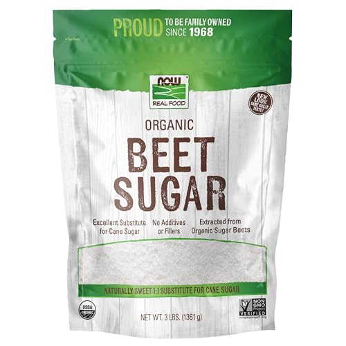 Buy now NOW Foods, Certified Organic Beet Sugar, Extracted from Organic Sugar Beets, Excellent Substitute for Cane Sugar, No Additivies or Fillers, Certified Non-GMO, 3-Pound (Packaging May Vary) at indiglob india