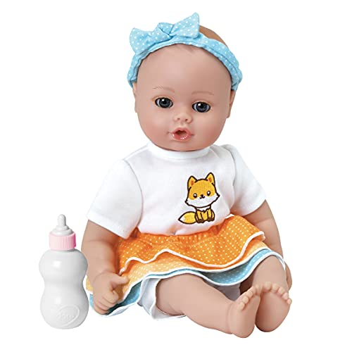 Buy now ADORA Playtime Frilly Fox 13 inch Baby Doll with Embroidered Fox Frill Dress, Bow Headband and Bottle at indiglob india