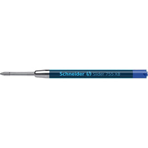 Schneider Slider 755 XB (Extra Broad) Ballpoint Pen Refill, 1.4 mm, ISO Format G2, Blue Ink, Box of 10 Refills (175503)