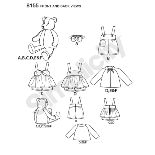 Buy now Simplicity 8155 Make Your Own Teddy Bear with Accessories and Clothes Sewing Pattern, 6 Pieces at indiglob india