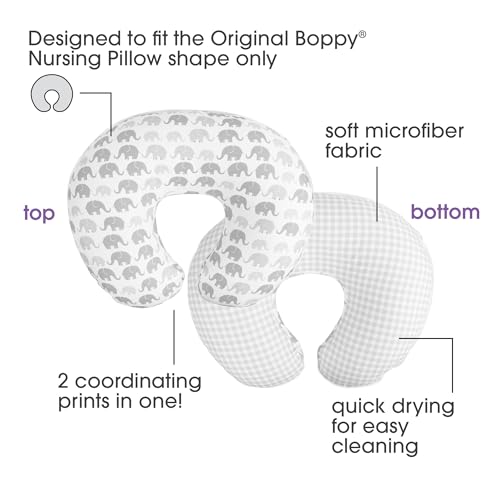Buy now Boppy Nursing Pillow Cover, Premium Quick-Dry Fabric, Gray Elephants, Fits The Original Support Boppy Pillow for Breastfeeding and Bottle Feeding, Cover Only at indiglob india