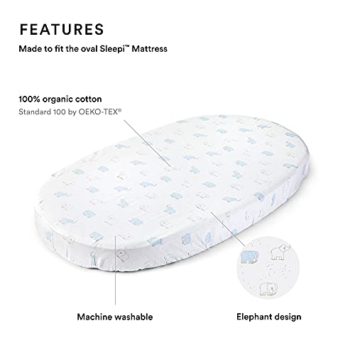 Buy now Stokke Sleepi Fitted Sheet by Pehr V2, Elephant - Not Compatible with Sleepi Bed Mattress Made After August 2022-100% Cotton at indiglob india
