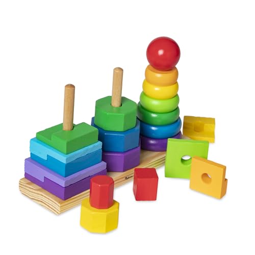 Buy now Melissa & Doug Geometric Stacker - Wooden Educational Toy,25 count(pack of 1) at indiglob india