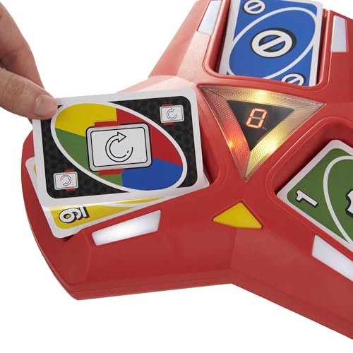 Buy now UNO Triple Play Card Game with Card-Holder Unit with Lights & Sounds & 112 Cards, Kid, Teen & Adult Game Night Gift Ages 7 Years & Older, HCC21 at indiglob india