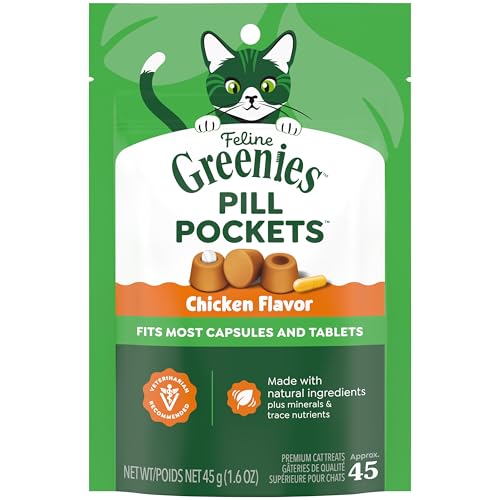 Buy now Greenies Feline Pill Pockets for Cats Soft Cat Treats, Chicken Flavor, 1.6 oz. Pouch, 45 Count at indiglob india