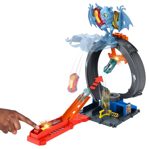 Buy now Hot Wheels City Toy Car Track Set, Bat Loop Attack with Adjustable Loop & Launcher, 1:64 Scale Vehicle, Connects to Other Sets at indiglob india