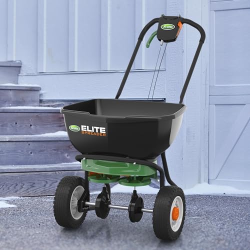Buy now Scotts Turf Builder EdgeGuard DLX Broadcast Spreader for Seed, Fertilizer, Salt, Ice Melt, Holds up to 15,000 sq.ft. Product at indiglob india