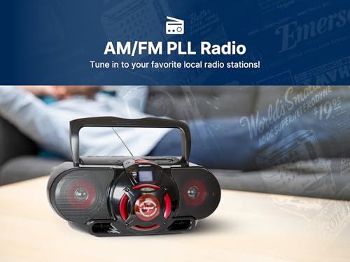 Buy now Emerson EPB-3002 Portable Bluetooth, MP3/CD AM/FM Stereo Radio Cassette Player/Recorder with Subwoofer and USB Input Boombox at indiglob india