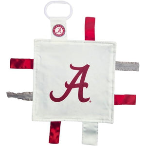 Alabama College Crinkle Learning Lovey Sensory Plush Blanket - Tag Toys for Babies - Baby Stroller Toys - Sports Team Pride MVP Registry Gift w/Stroller Clip (8x8 Crinkle Square)