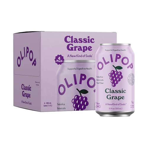 Buy now OLIPOP Prebiotic Soda Pop, Classic Grape, Prebiotics, Botanicals, Plant Fiber, 12 fl oz (4 Cans) at indiglob india
