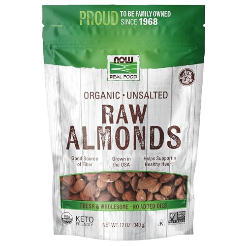 Buy now NOW Foods, Certified Organic Almonds, Raw and Unsalted, Good Source of Protein and Fiber, Grown in the USA, Certified Non-GMO, 12-Ounce (Packaging May Vary) at indiglob india