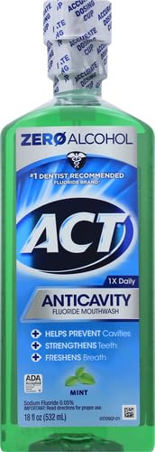 Buy now ACT Anticavity Zero Alcohol Fluoride Mouthwash 18 fl. oz., With Accurate Dosing Cup, Mint at indiglob india