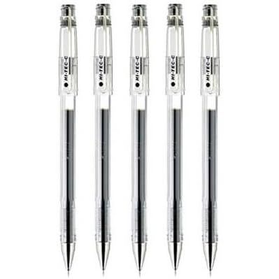 Pilot Hi-Tec-C 04 Gel Ink Pen, Ultra Fine Point 0.4mm, Black Ink, LH-20C4, Value Set of 5