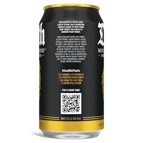 Buy now Liquid Death Sparkling Mountain Water, Real Mountain Source, Ice-Cold Cans, Infinitely Recyclable, 12 Fl Oz (Pack of 12) at indiglob india