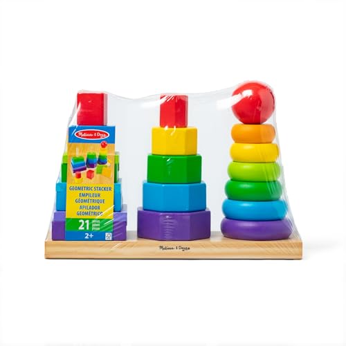 Buy now Melissa & Doug Geometric Stacker - Wooden Educational Toy,25 count(pack of 1) at indiglob india