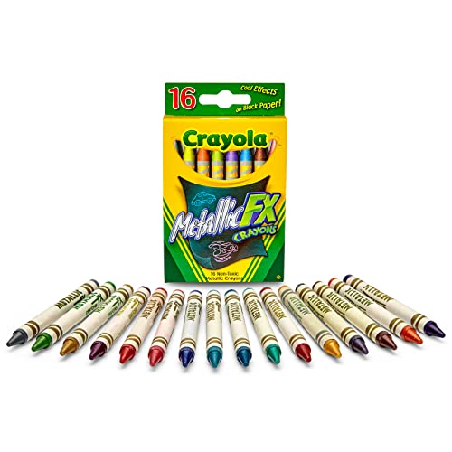 Buy now Crayola Metallic Crayons (16ct), Kids Crayons for Coloring and Drawing, Glitter, Shiny, and Unique Colors, Gift for Kids, Nontoxic, 3+ at indiglob india