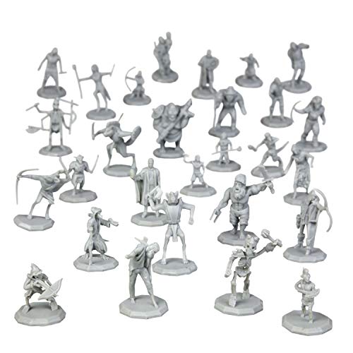 Buy now 28 Paintable Fantasy Mini Figures- All Unique Designs- 1" Hex-Sized Compatible w DND Dungeons Dragons, Pathfinder, RPG Tabletop Games- Features Goblins, Orcs, Gnolls, Skeletons & More at indiglob india