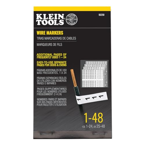 Buy now Klein Tools 56250 Wire Marker Book for Cable Management, Electric Panel Organization Wire Label Stickers, Numbered 1-48 at indiglob india