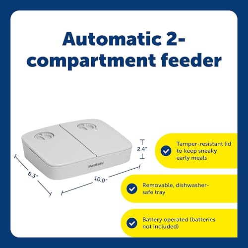 Buy now PetSafe Analog 2 Meal Programmable Pet Feeder, Automatic Dog and Cat Feeder - Dry or Semi-Moist Pet Food Dispenser, Slow Feed Portion Control (3 Cup/16 Ounce Total Capacity), Tamper-Resistant Design at indiglob india
