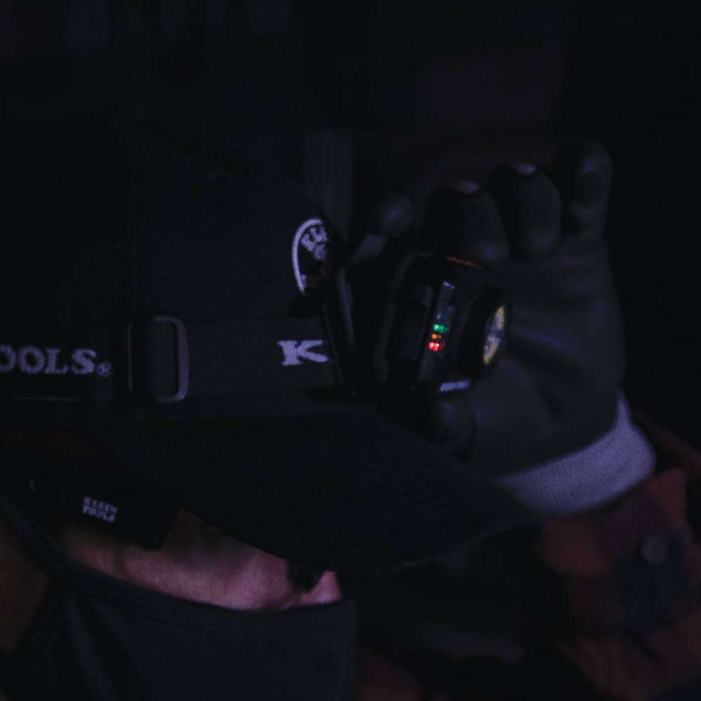 Buy now Klein Tools 56414 Rechargeable 2-Color LED Headlamp, Fabric Strap, Spotlight, Floodlight, Red LED, 800 Lumens, USB Cable, Camping, Running at indiglob india