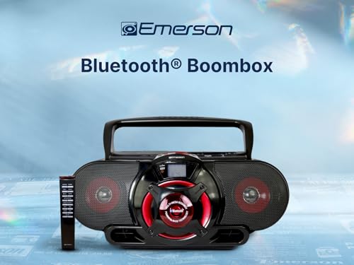 Buy now Emerson EPB-3002 Portable Bluetooth, MP3/CD AM/FM Stereo Radio Cassette Player/Recorder with Subwoofer and USB Input Boombox at indiglob india