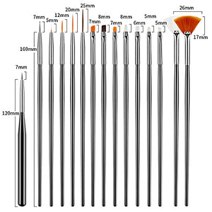 Artdone 31pcs Nail Art Brushes, Nail Art Tool Set, Dotting Tools, Dust Brush,Striping Brushes for Long Lines, Drawing Pen For Gel Polish Design supply