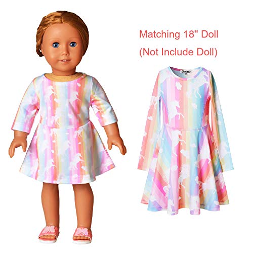 Buy now Striped Unicorn Dresses Matching Doll&Girls Birthday Outfit 4t 5t at indiglob india