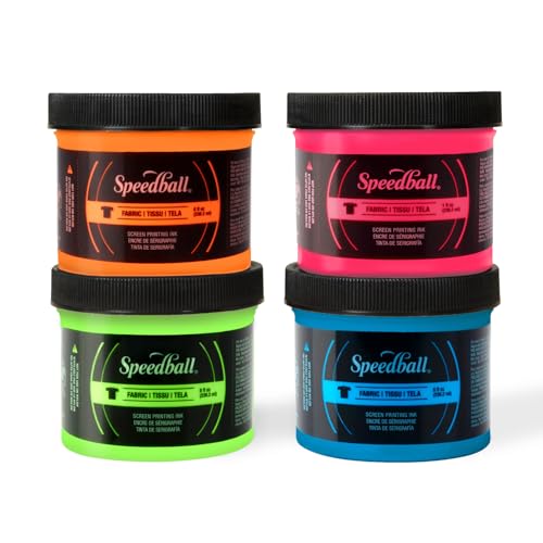 Buy now Speedball Fabric Screen Printing Ink Set, 4oz Fluorescent Colors: Hot Pink, Lime Green, Orange & Blue at indiglob india