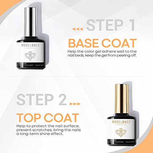 Buy now modelones Gel Nail Polish Top Base Coat, 2 PCS Clear High Glossy Long Lasting Soak Off Home Salon DIY Manicure Gift for Women at indiglob india