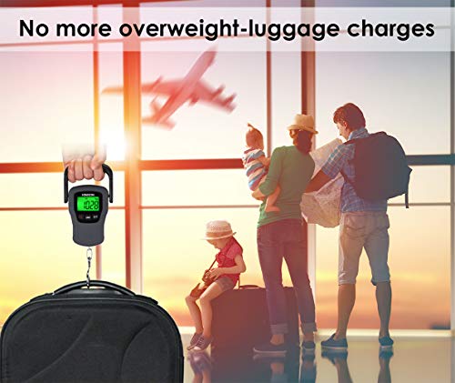 Buy now Digital Hanging Luggage Scale with Comfortable Handle and Large Hook, 110lb/50kg, Backlit Portable Scale for Travel Fishing with Tare/Hold Function, AAA Batteries Included, Grey at indiglob india