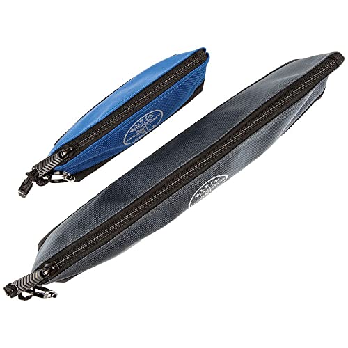 Buy now Klein Tools 55559 Stand-Up Zipper Bag Tool Pouch with Carabiners, 7-Inch Blue and 14-Inch Gray Utility Bags with Reinforced Bottom, 2-Pack at indiglob india