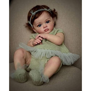Pinky Reborn 23Inch Reborn Toddler Dolls Girl,Lifelike Newborn Baby Dolls Silicone Weighted Body,Toy for Kids Age 3+ (Milky Green Toddler Girl)