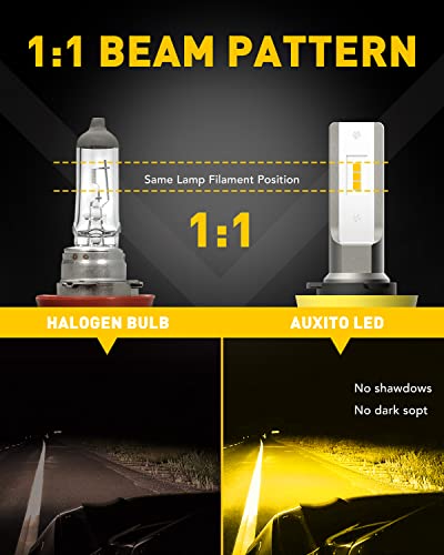 Buy now AUXITO H11/H8/H16 LED Fog Light Bulbs or DRL, 6000 Lumens 3000K Amber Yellow Light, 300% Brightness, CSP LED Chips Fog Lamps Replacement for Cars, Play and Plug (Pack of 2) at indiglob india