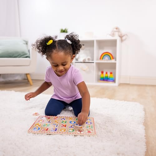Buy now Melissa & Doug Wooden Lift & See Peg Puzzle Early Learning 2-Pack for Girls and Boys ƒ?? Alphabet, Numbers at indiglob india