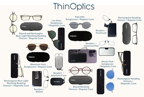 Buy now ThinOptics unisex-adult Reading Glasses + Black Universal Pod Case | Black Frames, 2.00 Strength Readers Black Frames / Black Case, 44 mm at indiglob india
