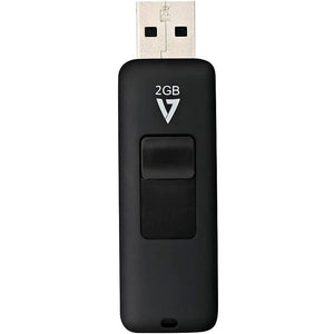 V7 2GB USB 2.0 Flash Drive with Retractable USB Connector - VF22GAR-3N, Black